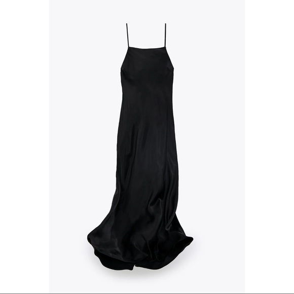 🆕 Zara Satin Effect Midi Dress (Black) - Picture 2 of 5